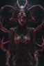 Placeholder: Demon girl, fullbody, creepy, horrifying, sinister, many worms connected to the head, sparks around her, sparks cybernetic, intricate, 8k, macro photography,