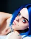 Placeholder: Billie Eilish, full body, on the bed, in my underwear, pale skin, high detail, realistic, 8k, not to be distinguished from a photo, identical pupils