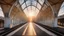 Placeholder: 614, delightful, sensitive, confident, parabolic railway station with cusps, delicate, sunrise, architecture, award-winning photograph, beautiful composition, filled with beautiful detail, delicate colour, chiaroscuro