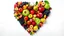 Placeholder: Fruits and vegetables arranged in a heart shape, healthy food and nutrition concept, isolated