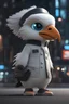 Placeholder: cartoon cute majestic eagle with white and sneakers, Cyberpunk realism style, front view, wearing a chef costume, zbrush, Arys Chien and light black, lit children, 32k uhd, street fashion, round,8k,HD