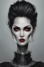 Placeholder: Create a wild, imaginative, goth punk vampire girl with highly detailed facial features, in the vector graphic style of Nirak1,Christopher Lee, and Cristiano Siqueira, utilizing simple shapes , vibrant colors,