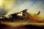 Placeholder: crashed millenium falcon in the desert painted by william turner