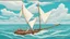 Placeholder: A small, brightly colored sailboat with a billowing white sail cuts through a turquoise ocean. The wind fills the sail, causing the boat to lean slightly. In the distance, fluffy white clouds drift across a clear blue sky. One majestic brown pelican with a large pouch full of water flies gracefully above the boat. The image evokes a sense of calm adventure, the refreshing scent of the ocean breeze, and the abundant wildlife. The style is as if a 5 year old did it with paint.