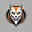 Placeholder: Logo. Orange, black and white palette Catman in artistic style