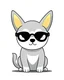 Placeholder: cute dog in sunglass vector illustration,2d,flat,gray color cat,white background,cartoon style, --no gradient