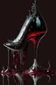 Placeholder: dark fantasy, intricate cover, a whimsical fairytale, high-heeled shoe made of glass with a single drop of blood at its heel