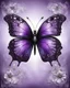 Placeholder: A dark goth black-purple butterfly with translucent wings encrusted with silver glitter, silver, surreal, strong expression, springs from an big glass flower, background mistic fog, crystasl , etheral, fantasy, stunning illustration