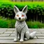 Placeholder: A cute fox that is smooth and appears to be made of concrete or tiles