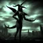 Placeholder: A portrait post-apocalypse of Baphomet ,sin city,sci-fi fantasy style, volumetric lighting, particales,highly detailed,cinamatic,8k,3D,fire and black deep colours,ignore NSFW , realistic, sharp,ethereal , transgender ,beauty , ghost , paranormal,sky,clouds,universe,hell,