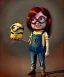 Placeholder: Female Minion toddler, steampunk, full body, red hair, leather jacket, dramatic lighting, hyper realistic