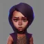 Placeholder: Portrait of an adorable dark skinned warlock little girl with brown hair by Jonny