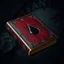 Placeholder: an ancient grimoire that is full of abjuration magic that was forbidden to all who used the arcane arts. It has a symbol of a drop of black blood along its dark crimson leather cover. it is floating in the air