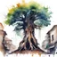 Placeholder: Kindly Treant in watercolor painting urban art style