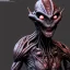 Placeholder: Evil humanoid alien with dark rough skin with scales, concept art, hyper realistic, photorealistic