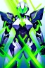 Placeholder: Cyborg symbiote, white color, green color, tendrils, high tech, cyberpunk, biopunk, membrane wings, carbon fiber