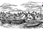 Placeholder: English fishing village blotchy ink minimalist loose outline sketch in blotchy thin lines line art