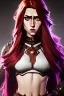 Placeholder: hyper realist, hyper detailed, stunningly beautiful teen woman, long ginger hair, medium freckles, skimpy fantasy intricate leather armour, full body and head, c-cup breasts, serious expression, centred camera, full frame, petite