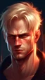 Placeholder: man, 35 years old, blond, short hair. red eyes. athletic build. height 190. antagonist, digital art