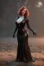 Placeholder: Christina Hendricks as evil queen in black leather gown, cleavage, angry, unreal 5, octane render,cinema4d, dynamic lighting, dramatic lighting, 4k, redshift render, highly detailed, hyper realistic