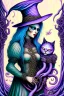 Placeholder: Friendly witch, playing with cats, perfect iris, pastel colours, style H.G. Giger