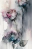 Placeholder: Abstract wet watercolour, grey bright colours roses