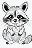 Placeholder: outline art for Raccoon Kit coloring pages with sitch, white background, Sketch style, full body, only use outline, toddlers style, clean line art, white background, no shadows and clear and well outlined.