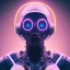 Placeholder: A beautiful portrait of a cyborg crow wite neon color scheme, high key lighting, volumetric light high details psychedelic background