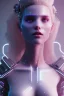 Placeholder: cyberpunk, head, women, portrai, tron sketch of a girl on lined paperA beautiful one nude body of a make up smiling woman blond long hair, alone, high key lighting, volumetric light high details with white stripes and blue eye, smiling with plump pink lips, flowers around, unreal engine petit prince belle fine, profil de trois quart, grand front cosmique, peau bleu cristalline, yeux bleu, perle sur le front long cheveux blond et rose etoilé, cristaux sur le corps, collier de grande princesse, l