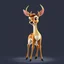 Placeholder: full body of an adult bald white tail deer, standing, halted with chest out, proud pose, with big smile, big surprised eyes, tail upward, on flat background, in the style of 'My Little Pony' and Bambi, fantastic lighting