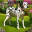 Placeholder: Hermoso perro Dalmata en el jardín arte caricatura