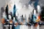 Placeholder: abstract painting: city skyline buildings, gray-black-white-blue colors New York. Willem Haenraets artistic style, dateled in HD, Afremov, colorful in Kal Gajoum style