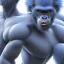 Placeholder: blue ape-like short human male, full body, volumetric lighting, intricate detail, realistic, close up