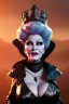 Placeholder: Mae West as evil queen in black leather, leather, busty, cleavage, angry, stern look. character design by cory loftis, fenghua zhong, ryohei hase, ismail inceoglu and ruan jia. unreal engine 5, artistic lighting, highly detailed, photorealistic, fantasy