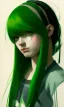 Placeholder: girl, cute, beautiful, green hair, casual clothes, head and shoulders portrait by Greg Rutkowski