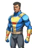 Placeholder: Anime man side character looks like Alfonso Davis , small muscles , wearing a superhero suit , aged 25