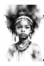 Placeholder: Watercolor black and white indigenous afro girl