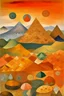 Placeholder: A brown mountain with amber stones painted by Paul Klee