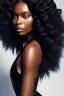 Placeholder: A portrait of a beautiful curvaceous black woman with long black hair, wearing a black dress with a deep v neck, wizard, magical, ethereal, intricate, sharp realistic lighting. Concept art by wlop. Ultra quality 8k.