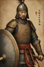 Placeholder: Close-up of a warrior the 1200s and a Mongol warriors portrait , strong athletic build