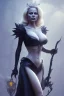 Placeholder: Pamela Anderson as evil queen in black leather, leather, busty, cleavage, angry, stern look. character design by cory loftis, fenghua zhong, ryohei hase, ismail inceoglu and ruan jia. unreal engine 5, artistic lighting, highly detailed, photorealistic, fantasy