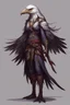 Placeholder: dnd female Aarakocra with long hair warlock