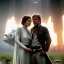 Placeholder: middle-aged carrie fisher embracing harrison ford in star wars, waist up portrait, photorealistic faces, intricate, masterpiece, expert, insanely detailed, 4k resolution, cinematic smooth, intricate detail , soft smooth lighting, soft pastel colors,