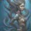 Placeholder: sango fantasy, fantasy magic, intricate, sharp focus, illustration, highly detailed, digital painting, concept art, matte, artgerm and paul lewin and kehinde wiley, masterpiece sexy lips Asian afro lips black African lady body mermaid Dragon fish head blue space lady sea under water mermaid seaweed pyramid