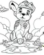 Placeholder: outline art for Paw Patrol swimming coloring page, Japanese manga style, cartoon style, cute face, white background sketch style, full body is a must, only use outline, clean line art, no shadow, bold outline