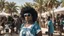 Placeholder: [everything, everywhere, all at once: being with her] afro Aisha Tyler mixing techno music in the crows at Ibiza