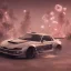 Placeholder: jdm car, dans un nuage de fleur, concept art, réaliste, synthwave