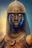 Placeholder: african head portrait, warrior costume, village, meditation, woods, galaxy sky, 8k quality