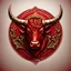 Placeholder: Renaissance style Sports logo, Red theme, bull's head . Realistic, perspective, light and shadow, religious themes, highly detailed