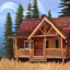 Placeholder: cozy cabin in the woods painting